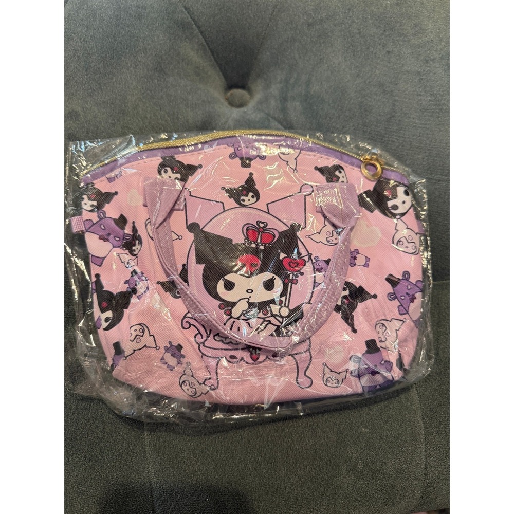 Kuromi Lunch Tote Bag Girls OS Purple New Canvas Zipper Pouch Handbag